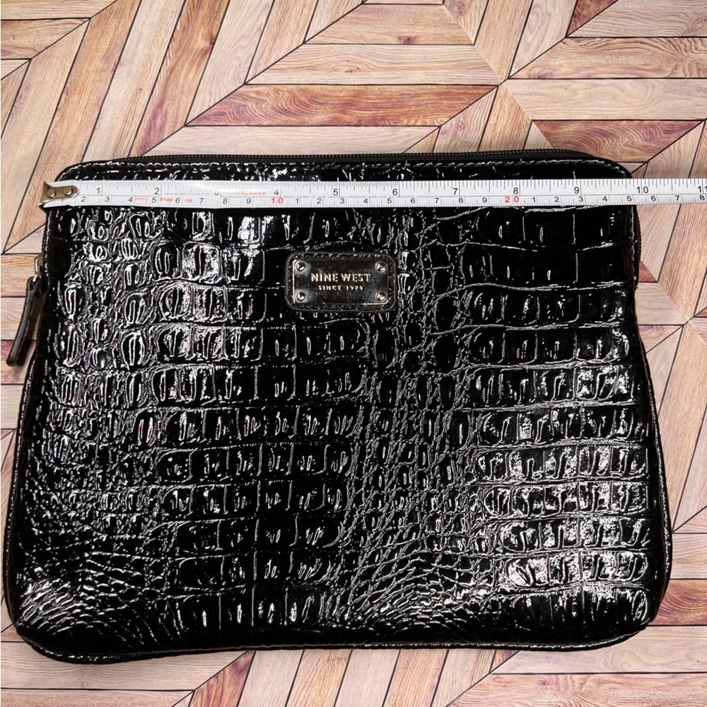 Nine West Black Square Clutch Style Zip Bag